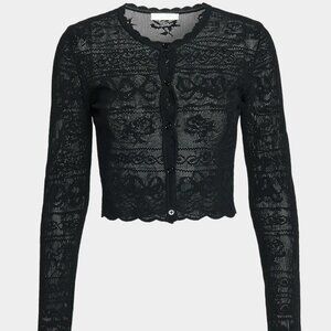 NWT LoveShackFancy Gretta Knit Bow Cardigan size S in Black